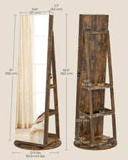 Rotating LED Mirror Jewellery Cabinet with Storage and Organiser Shelves by Songmics