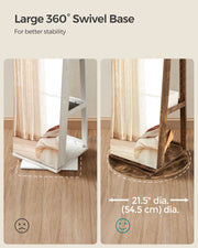 Rotating LED Mirror Jewellery Cabinet with Storage and Organiser Shelves by Songmics