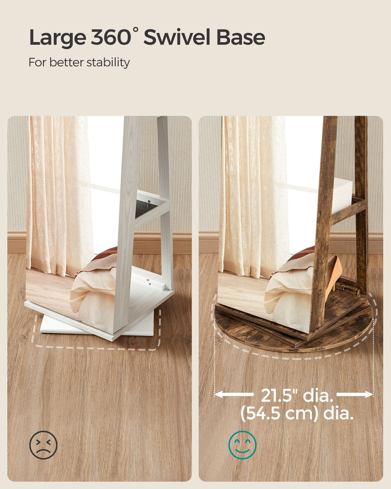 Rotating LED Mirror Jewellery Cabinet with Storage and Organiser Shelves by Songmics