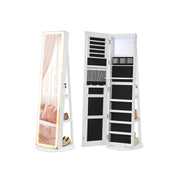 White Jewellery Cabinet with LED Lights and Full Length Mirror by Songmics