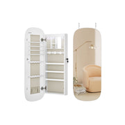 LED Jewellery Cabinet with Mirror Wall or Door Mounted with Storage Shelves by Songmics