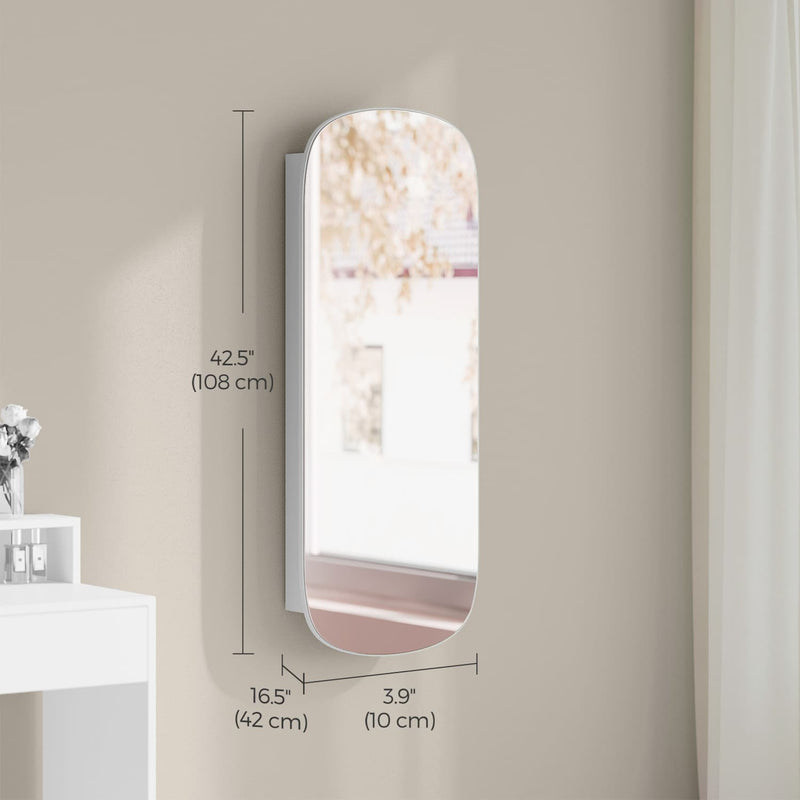 Lockable Wall Mounted Jewellery Cabinet with LED Lights and Mirror Organiser by Songmics