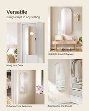 LED Jewellery Cabinet with Mirror Wall or Door Mounted with Storage Shelves by Songmics