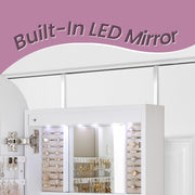 Lockable Wall Mounted Jewellery Cabinet with LED Lights and Mirror Organiser by Songmics