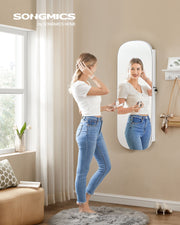 LED Jewellery Cabinet with Mirror Wall or Door Mounted with Storage Shelves by Songmics