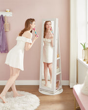 Rotatable Freestanding Jewellery Armoire with Mirror and Storage Shelves by Songmics