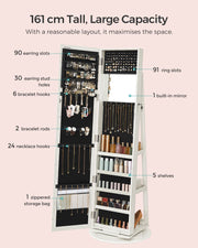 Rotatable Freestanding Jewellery Armoire with Mirror and Storage Shelves by Songmics
