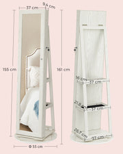 Rotatable Freestanding Jewellery Armoire with Mirror and Storage Shelves by Songmics