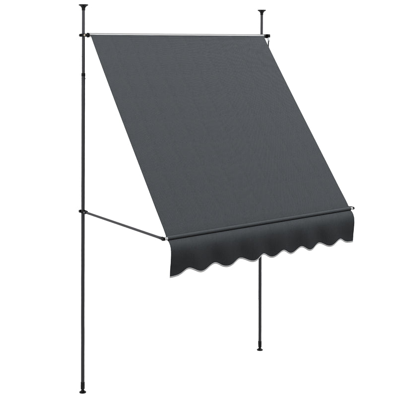 Grey Manual Retractable Awning 2 x 1.2 Metres Sun Shade for Patio or Balcony Use