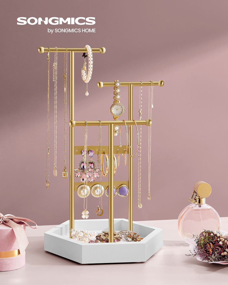 Jewellery Stand with Bottom Tray Organiser for Necklaces Earrings and Rings by Songmics