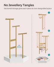 Jewellery Stand with Bottom Tray Organiser for Necklaces Earrings and Rings by Songmics