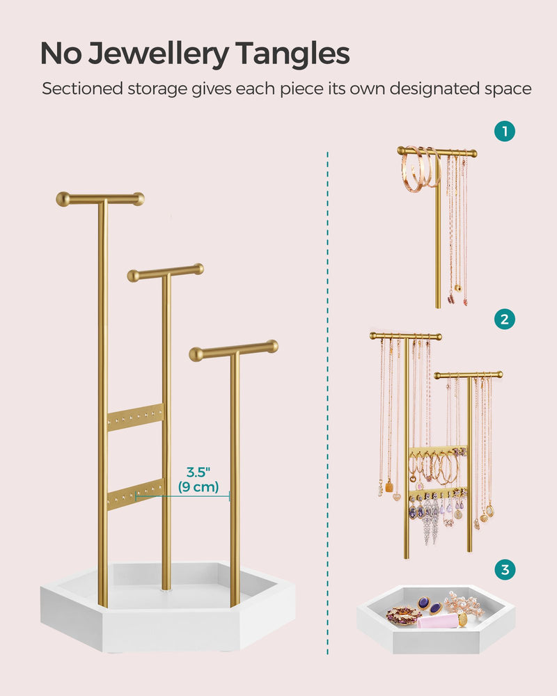 Jewellery Stand with Bottom Tray Organiser for Necklaces Earrings and Rings by Songmics