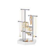 3 Tier Jewellery Stand with Tray Metal Frame in Dove Grey and Cloud White by Songmics