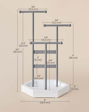 3 Tier Jewellery Stand with Tray Metal Frame in Dove Grey and Cloud White by Songmics