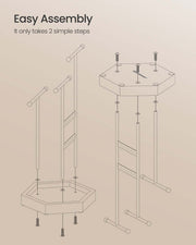 3 Tier Jewellery Stand with Tray Metal Frame in Dove Grey and Cloud White by Songmics