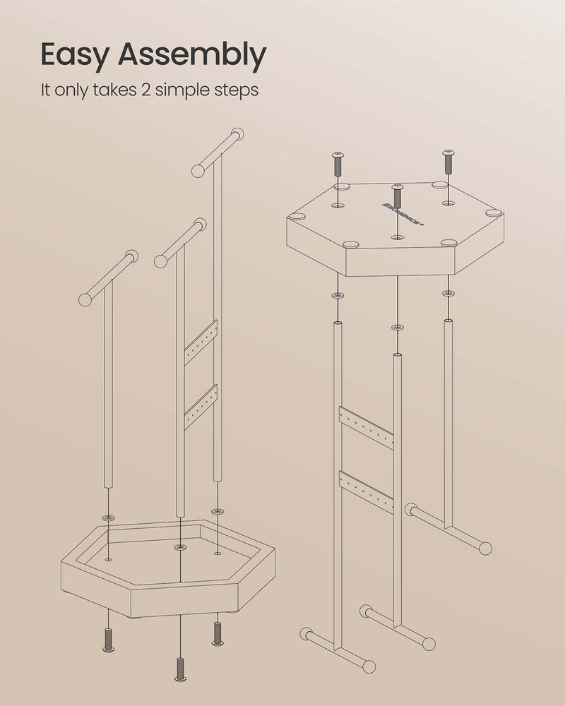 3 Tier Jewellery Stand with Tray Metal Frame in Dove Grey and Cloud White by Songmics