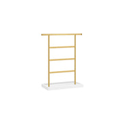 4 Tier White and Gold Jewellery Stand with Storage Tray for Dressing Table by Songmics
