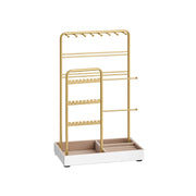 Gold Metal Jewellery Display Stand with Velvet Organiser Tray for Dressing Table by Songmics