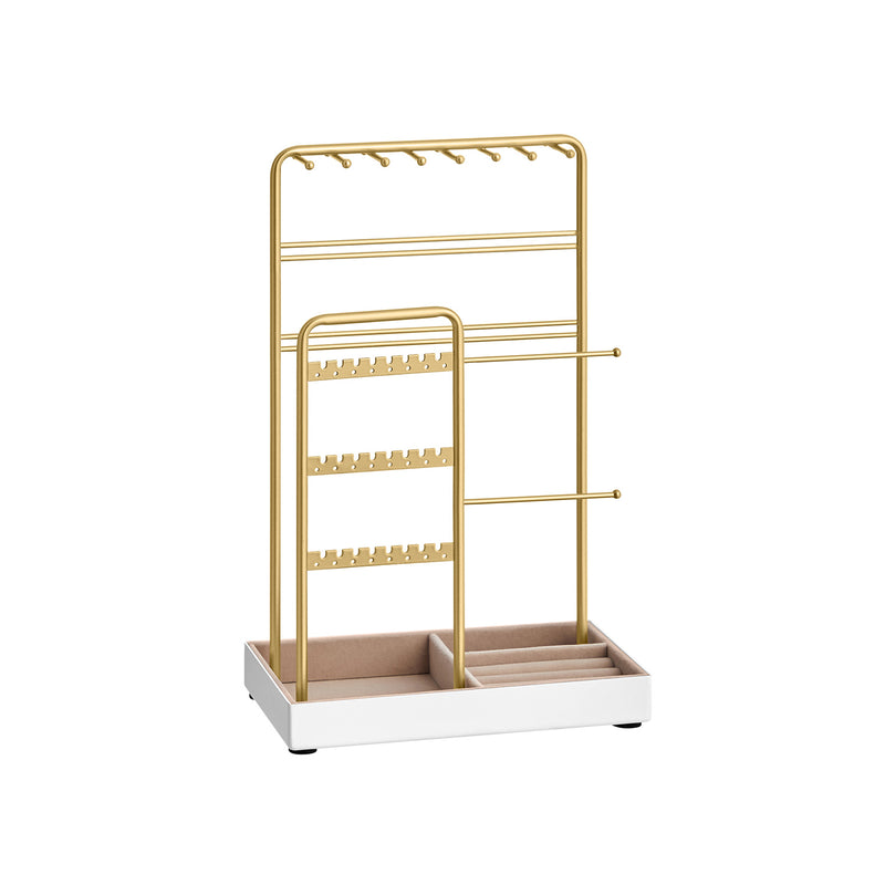 Gold Metal Jewellery Display Stand with Velvet Organiser Tray for Dressing Table by Songmics
