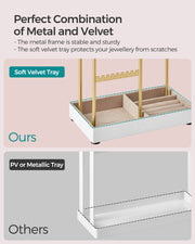 Gold Metal Jewellery Display Stand with Velvet Organiser Tray for Dressing Table by Songmics