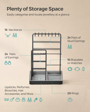 Jewellery Display Stand with Velvet Tray and Sturdy Metal Frame for Dressing Table by Songmics