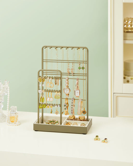 Laurel Green Jewellery Display Stand with Sturdy Metal Frame for Organising Accessories by Songmics