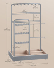 Dove Grey Jewellery Display Stand with Metal Frame for Organising Accessories by Songmics