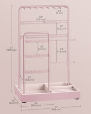 Jelly Pink Jewellery Display Stand with Durable Metal Frame for Organising Accessories by Songmics