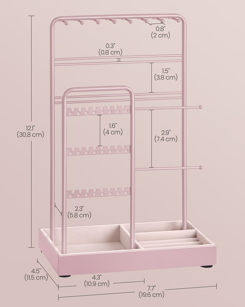Jelly Pink Jewellery Display Stand with Durable Metal Frame for Organising Accessories by Songmics