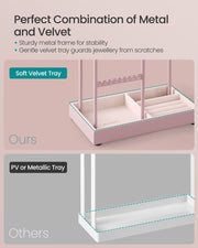 Jelly Pink Jewellery Display Stand with Durable Metal Frame for Organising Accessories by Songmics
