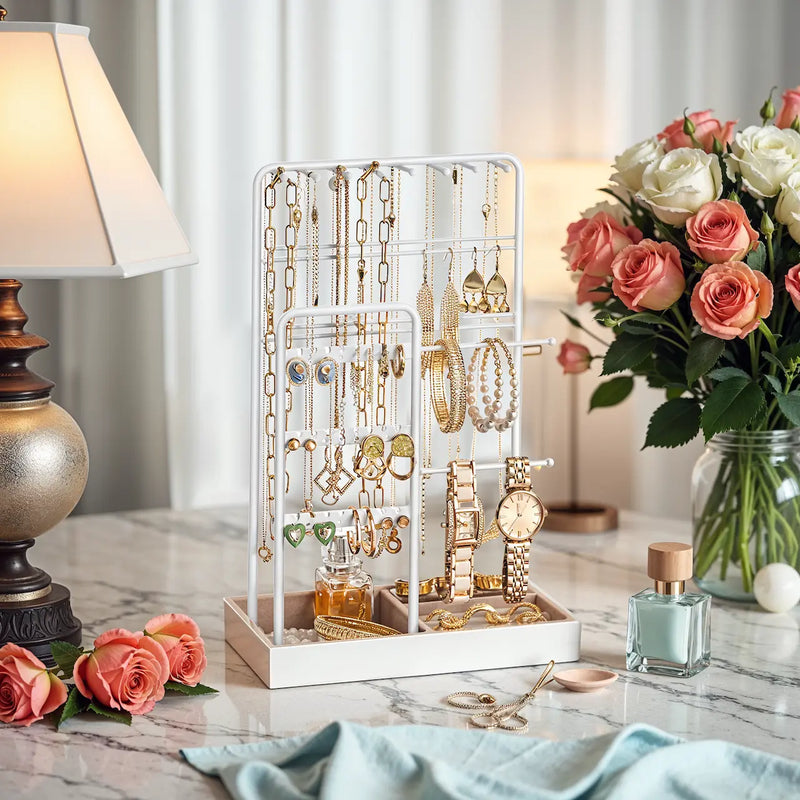 Metal Frame Jewellery Organiser Stand for Display and Storage on Dressing Table by Songmics