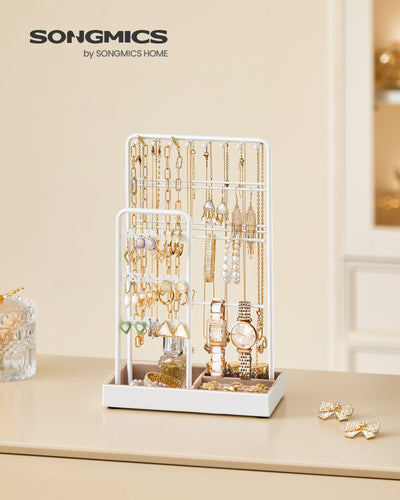 Jewellery Stand with Bottom Tray for Organising Necklaces Earrings and Rings by Songmics