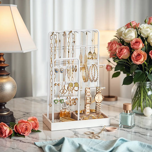 Metal Frame Jewellery Organiser Stand for Display and Storage on Dressing Table by Songmics