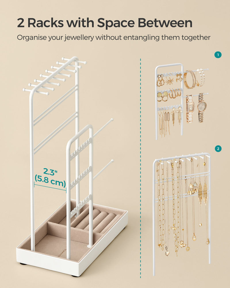 Jewellery Stand with Bottom Tray for Organising Necklaces Earrings and Rings by Songmics