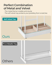 Jewellery Stand with Bottom Tray for Organising Necklaces Earrings and Rings by Songmics