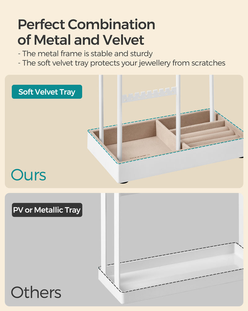 Jewellery Stand with Bottom Tray for Organising Necklaces Earrings and Rings by Songmics