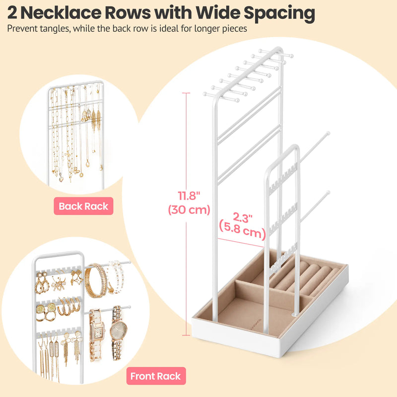 Metal Frame Jewellery Organiser Stand for Display and Storage on Dressing Table by Songmics