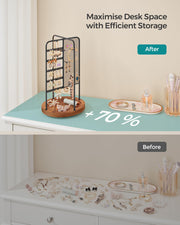 Rotating Black Jewellery Stand with Bottom Storage Tray for Organising Accessories by Songmics