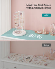 Rotating Jewellery Stand with Bottom Storage Tray in Cloud White by Songmics
