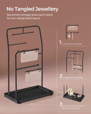 Jewellery Stand with 6 Tiered Hanging Rods in Ink Black for Organised Storage by Songmics