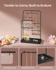 Jewellery Stand with 6 Tiered Hanging Rods in Ink Black for Organised Storage by Songmics