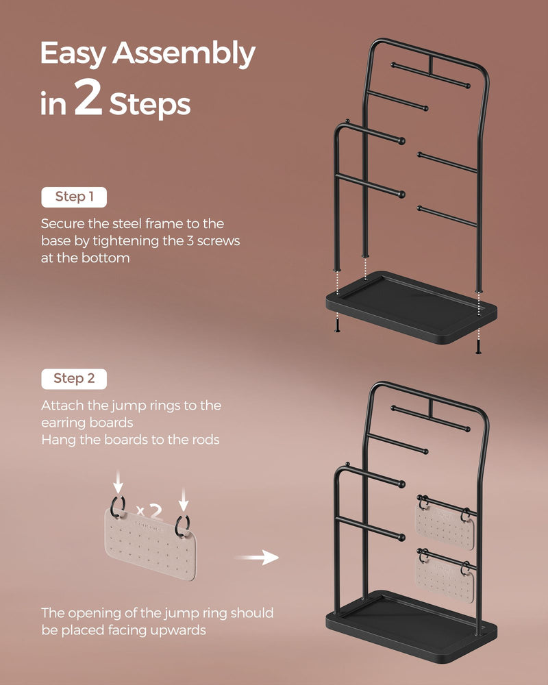 Jewellery Stand with 6 Tiered Hanging Rods in Ink Black for Organised Storage by Songmics