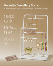White Jewellery Stand with 6 Hanging Rods for Necklaces and Earrings by Songmics