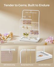 White Jewellery Stand with 6 Hanging Rods for Necklaces and Earrings by Songmics