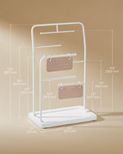 White Jewellery Stand with 6 Hanging Rods for Necklaces and Earrings by Songmics