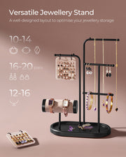 Black Jewellery Stand with 4 Hanging Rods for Necklaces and Bracelets by Songmics
