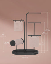 Black Jewellery Stand with 4 Hanging Rods for Necklaces and Bracelets by Songmics