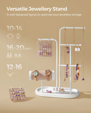 Jewellery Stand with 4 Rods for Necklaces Earrings and Bracelets in Cloud White by Songmics