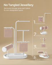 Jewellery Stand with 4 Rods for Necklaces Earrings and Bracelets in Cloud White by Songmics