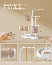 Jewellery Stand with 4 Rods for Necklaces Earrings and Bracelets in Cloud White by Songmics